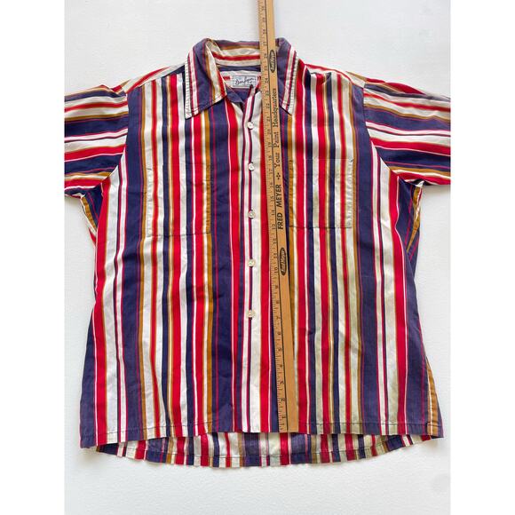 Vtg 50s 60s DON LOPER Striped Button Up Shirt / Sz L / Short Sleeve Retro READ - Picture 11 of 16